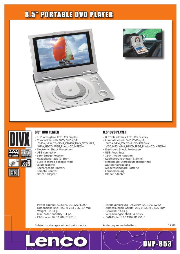Lenco 8.5" portable DVD player : Free Download, Borrow, and Streaming  : Internet Archive